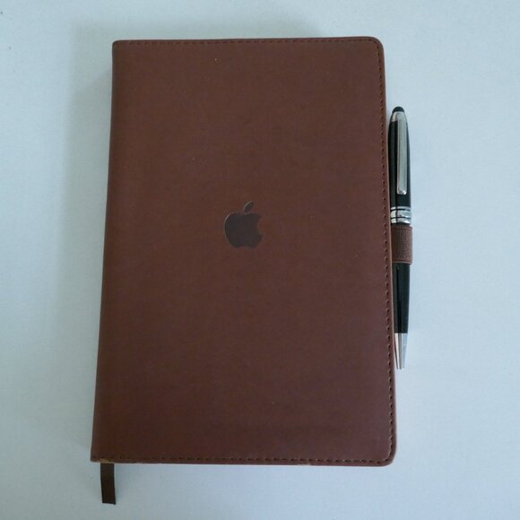 NEW Apple brown faux leather notebook journal with pen - Picture 1 of 8